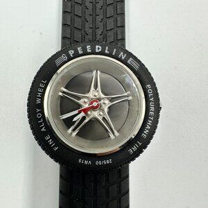 Speedline Watch Men Black Tire Tread Band Wheel Dial Racing New Battery